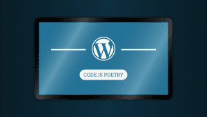 Logo WordPress met onderschrift Code is poetry